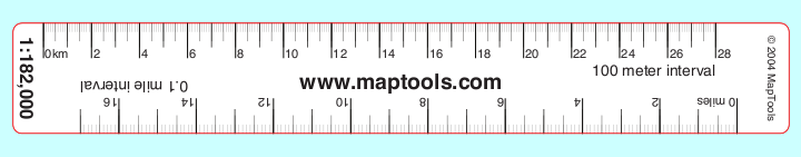 MapTools Product -- 1:182,000 Scale Map Ruler