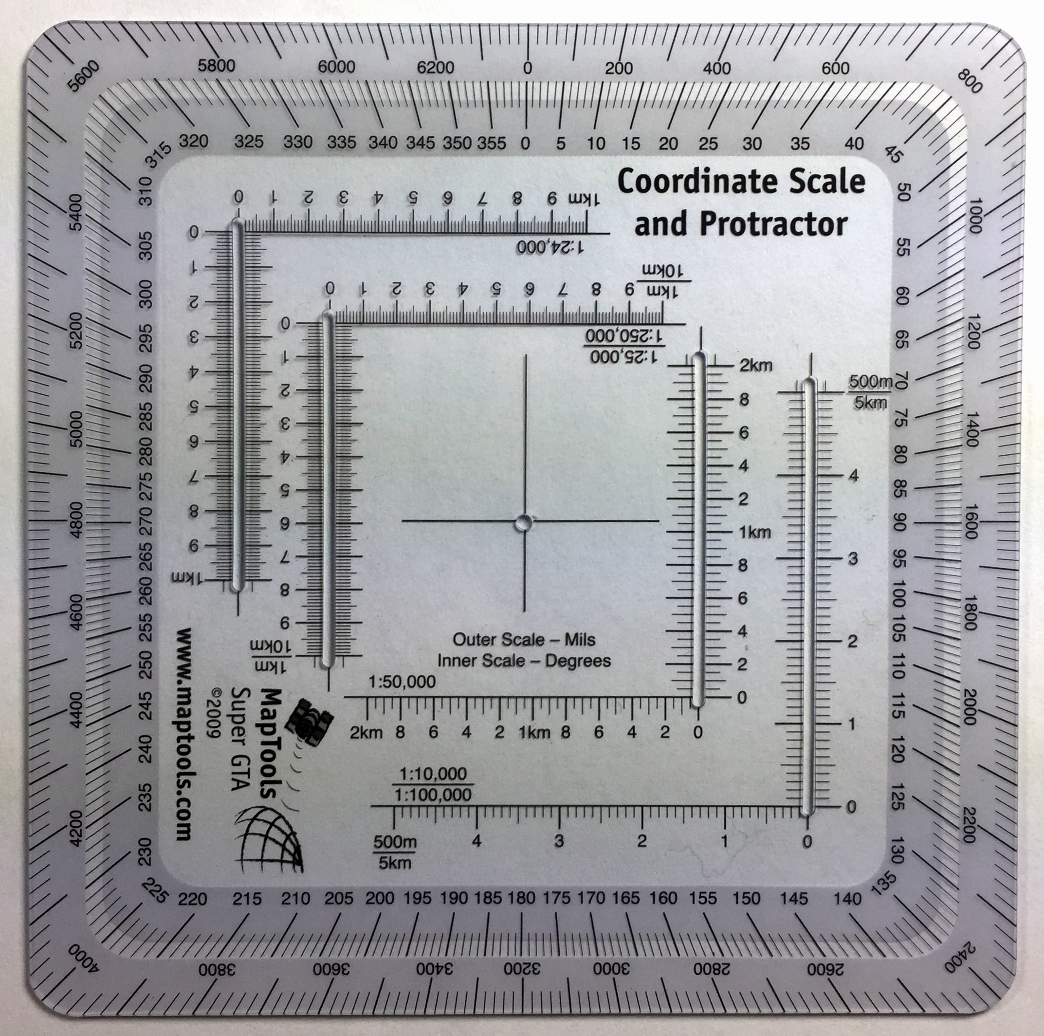 Military Protractor Coordinate Scale for Topographical Map Reading