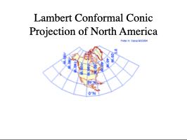 Lambert Conformal Conic projection of North America, showing the fan-shaped grid characteristic of a conic projection