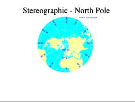 Stereographic projection centered on the North Pole