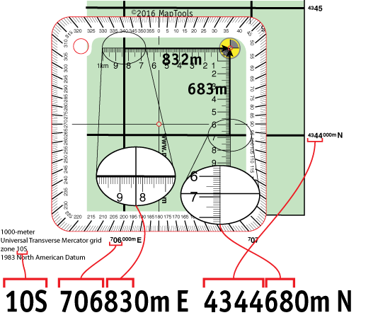 UTM Corner Ruler Roamer on the example position