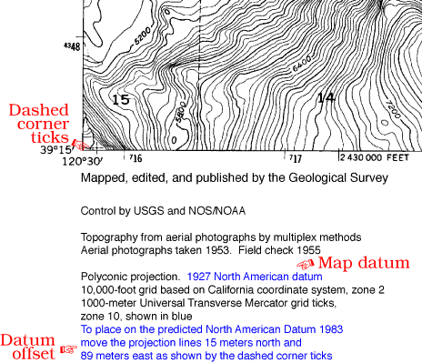 Animated illustration of a map datum: a curved Earth surface with a reference ellipsoid model fitted to it and surveyed reference points anchoring the measurement framework