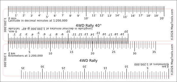 Preview of 1:200,000 Rally Ruler — 40° Latitude