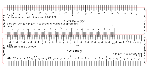 Preview of 1:100,000 Rally Ruler — 35° Latitude
