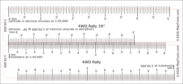 Preview of 1:50,000 Rally Ruler — 39° Latitude