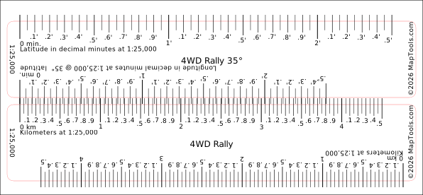 Preview of 1:25,000 Rally Ruler — 35° Latitude