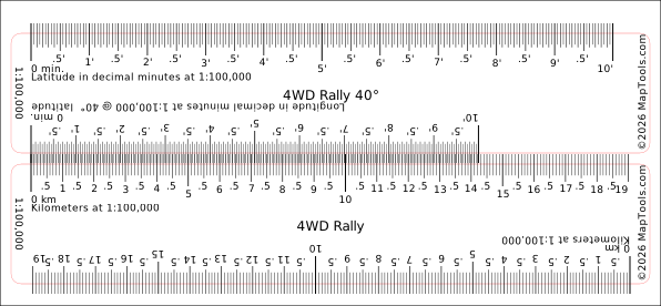 Preview of 1:100,000 Rally Ruler — 40° Latitude