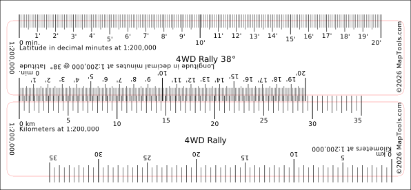 Preview of 1:200,000 Rally Ruler — 38° Latitude