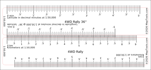 Preview of 1:50,000 Rally Ruler — 36° Latitude
