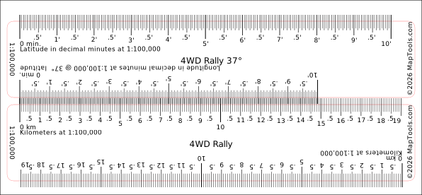 Preview of 1:100,000 Rally Ruler — 37° Latitude