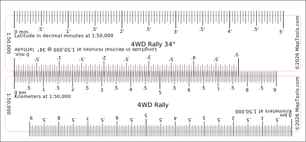 Preview of 1:50,000 Rally Ruler — 34° Latitude
